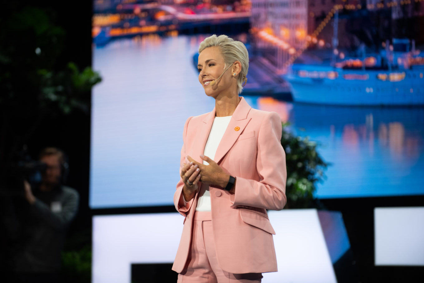 Gunhild Stordalen on stage at Stockholm Food Forum