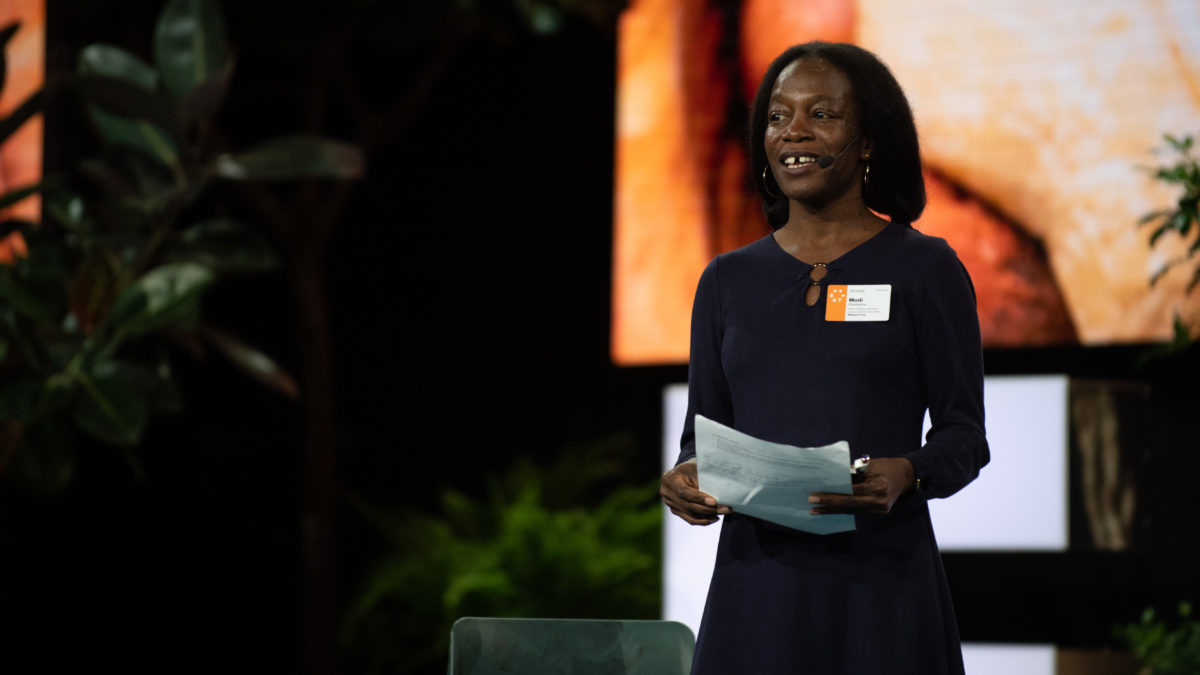 Dr. Modi Mwatsama on stage at EAT Stockholm Food Forum 2019